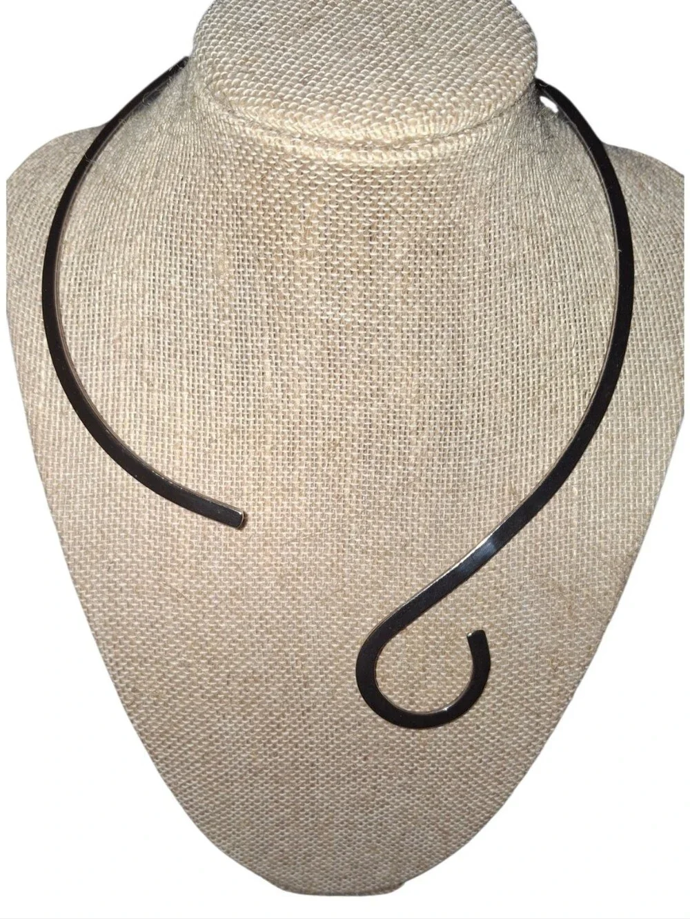 Silver Plated Modernist Rigid Choker Necklace Unmarked